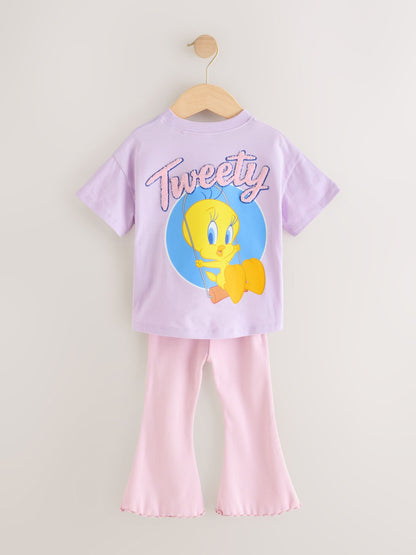 Lilac Purple Tweety Short Sleeve T-Shirt and Flare Set (3mths-7yrs) image 7