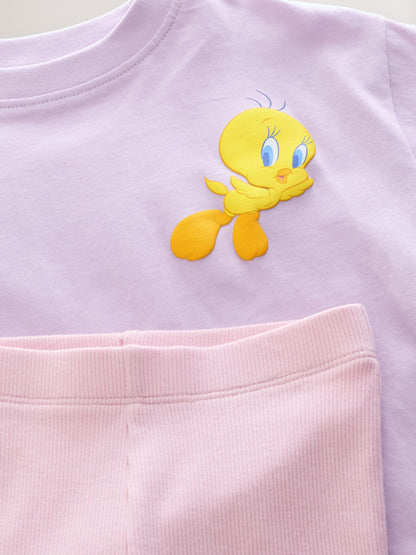 Lilac Purple Tweety Short Sleeve T-Shirt and Flare Set (3mths-7yrs) image 8
