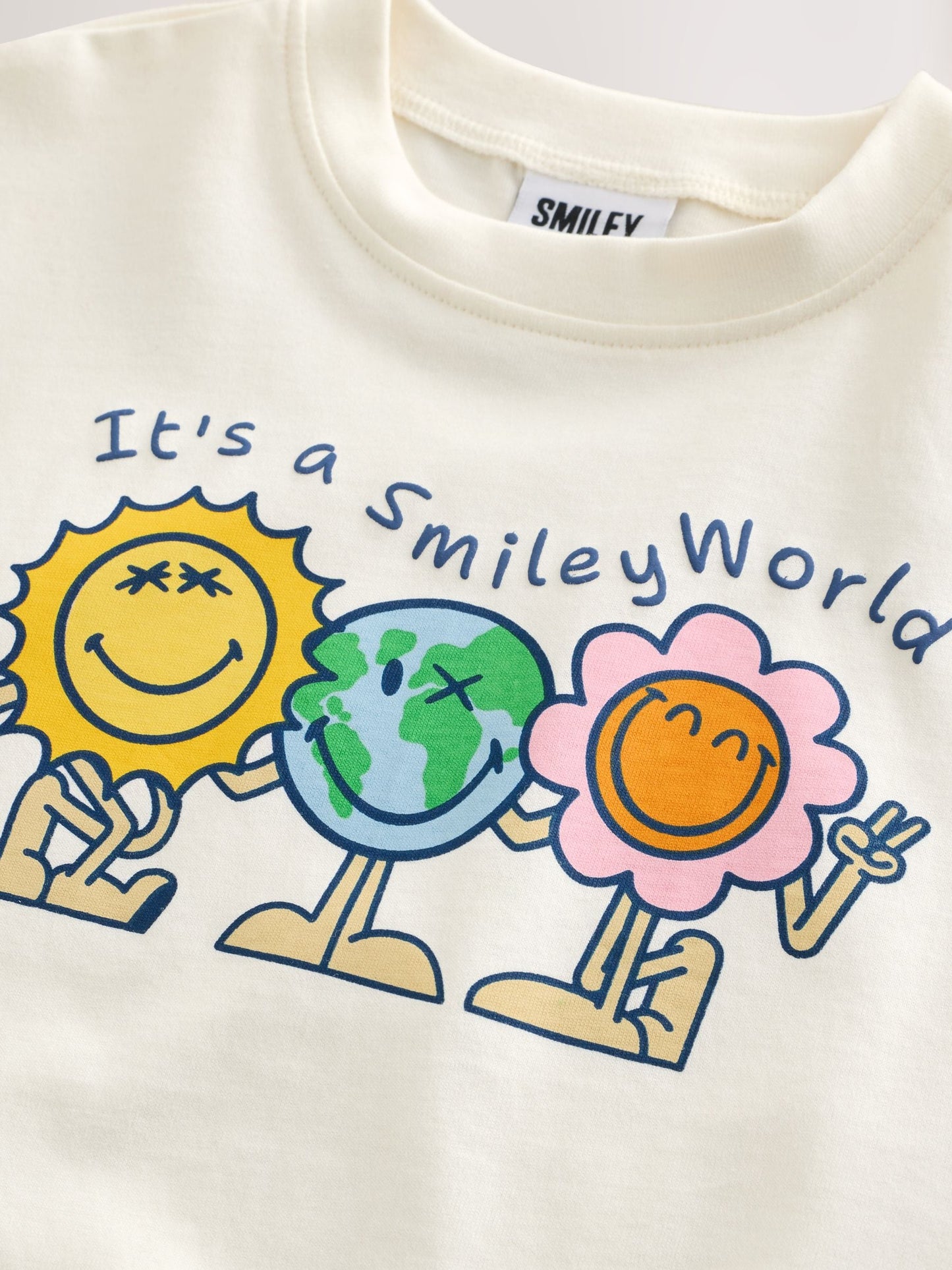 Ecru White Smiley World Short Sleeve Top and Barrel Trousers Set (3mths-7yrs) image 10