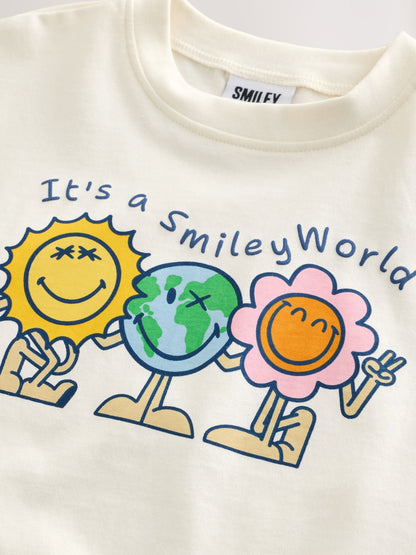 Ecru White Smiley World Short Sleeve Top and Barrel Trousers Set (3mths-7yrs) image 10