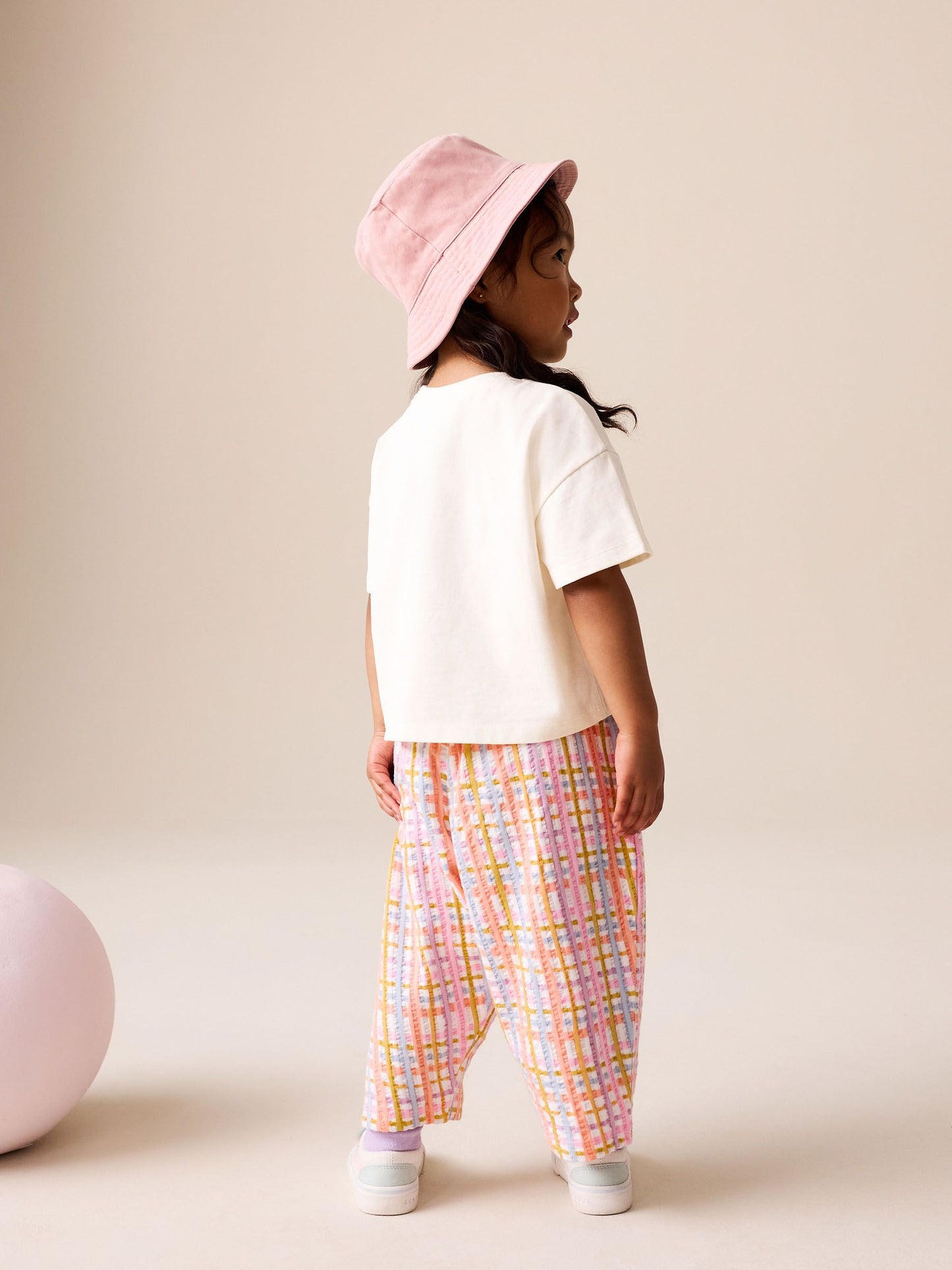 Ecru White Smiley World Short Sleeve Top and Barrel Trousers Set (3mths-7yrs) image 3
