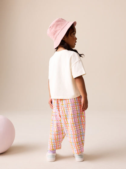 Ecru White Smiley World Short Sleeve Top and Barrel Trousers Set (3mths-7yrs) image 3