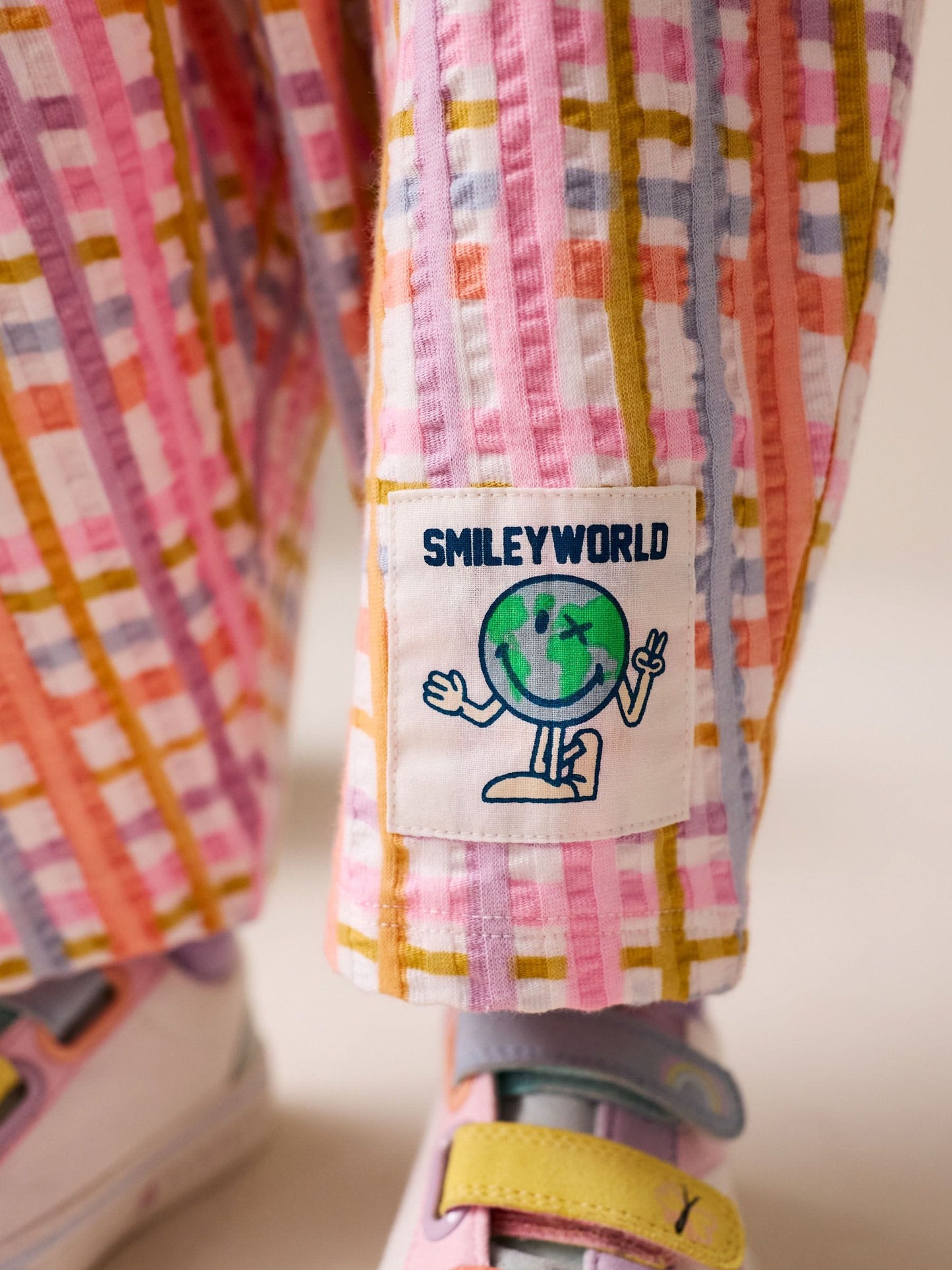Ecru White Smiley World Short Sleeve Top and Barrel Trousers Set (3mths-7yrs) image 5