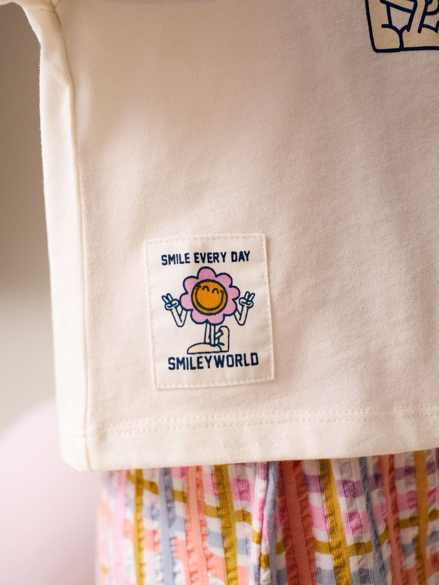 Ecru White Smiley World Short Sleeve Top and Barrel Trousers Set (3mths-7yrs) image 6