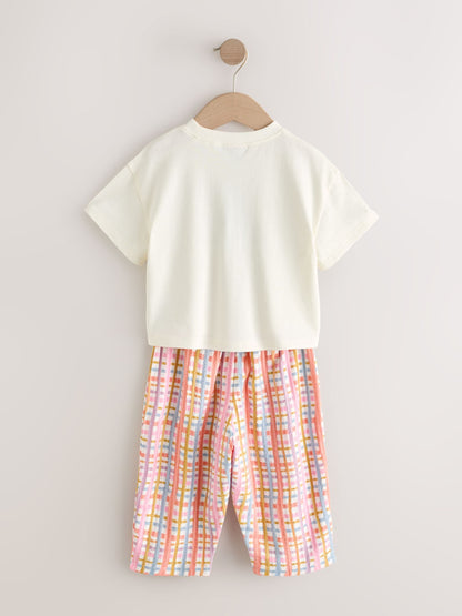 Ecru White Smiley World Short Sleeve Top and Barrel Trousers Set (3mths-7yrs) image 8