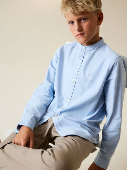 Dsiney Kidz - Blue Long Sleeve Grandad Collar Oxford Shirt (3-16yrs) image 2