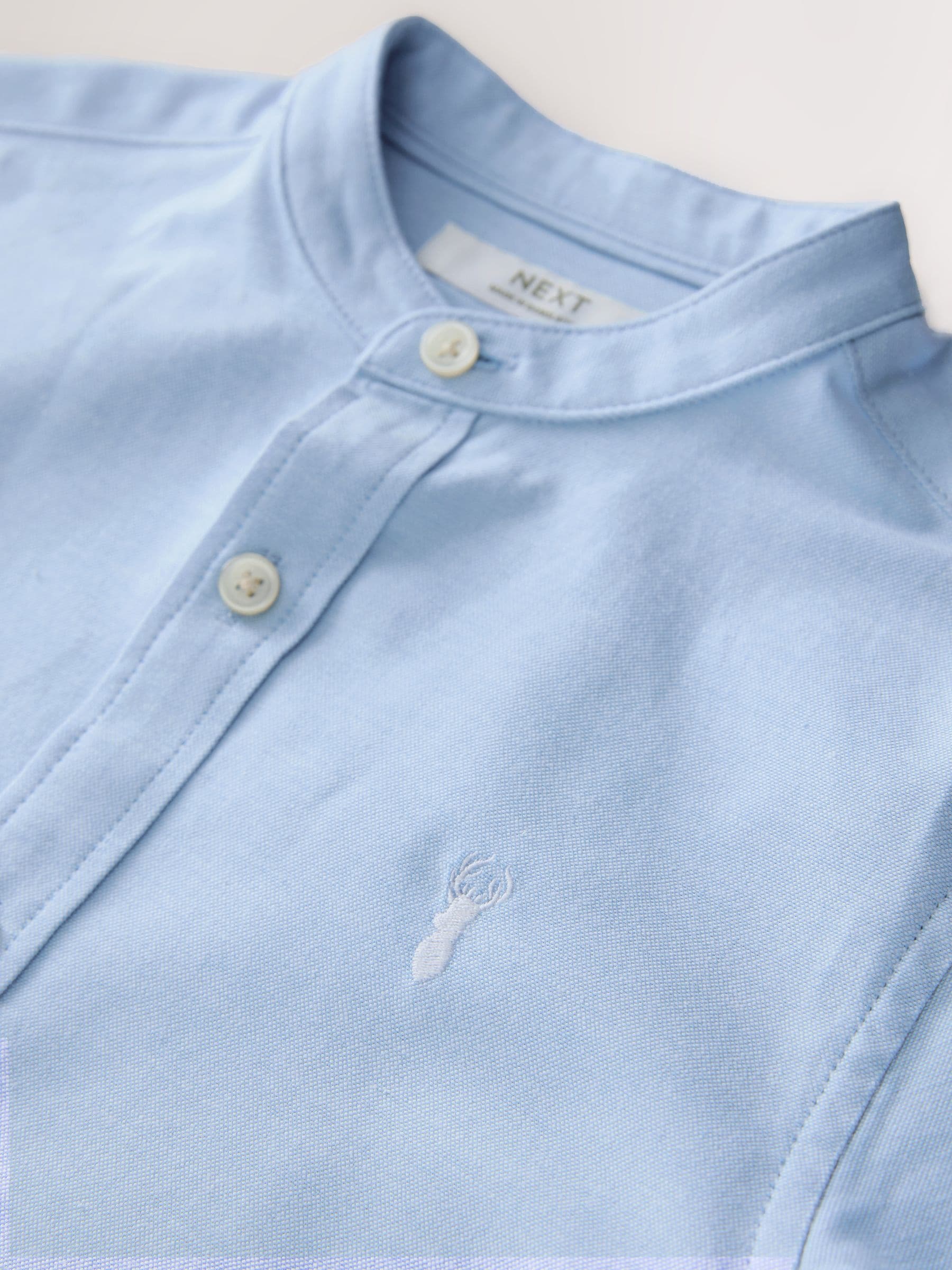 Dsiney Kidz - Blue Long Sleeve Grandad Collar Oxford Shirt (3-16yrs) image 7