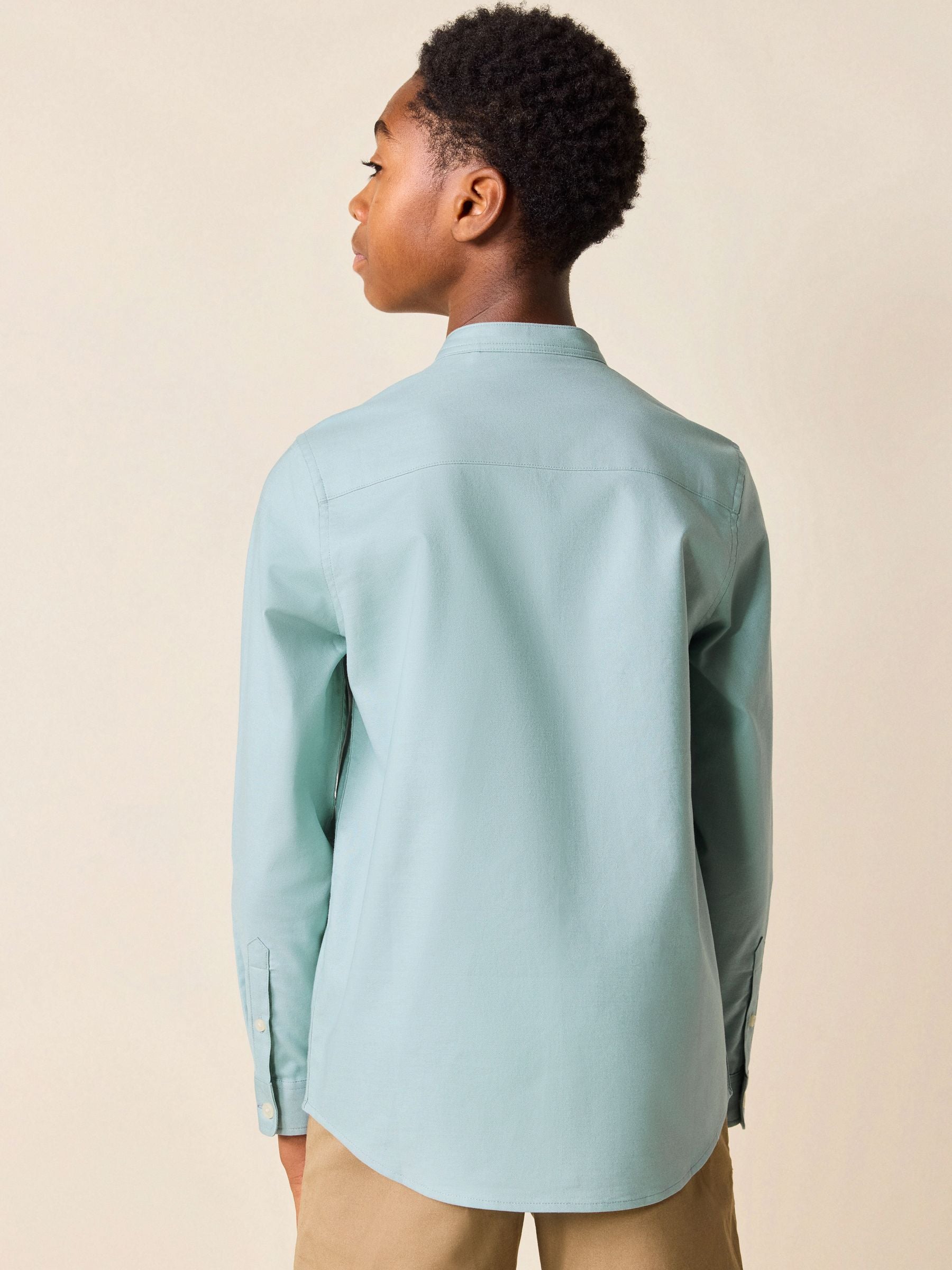Dsiney Kidz - Mineral Green Long Sleeve Grandad Collar Oxford Shirt (3-16yrs) image 2