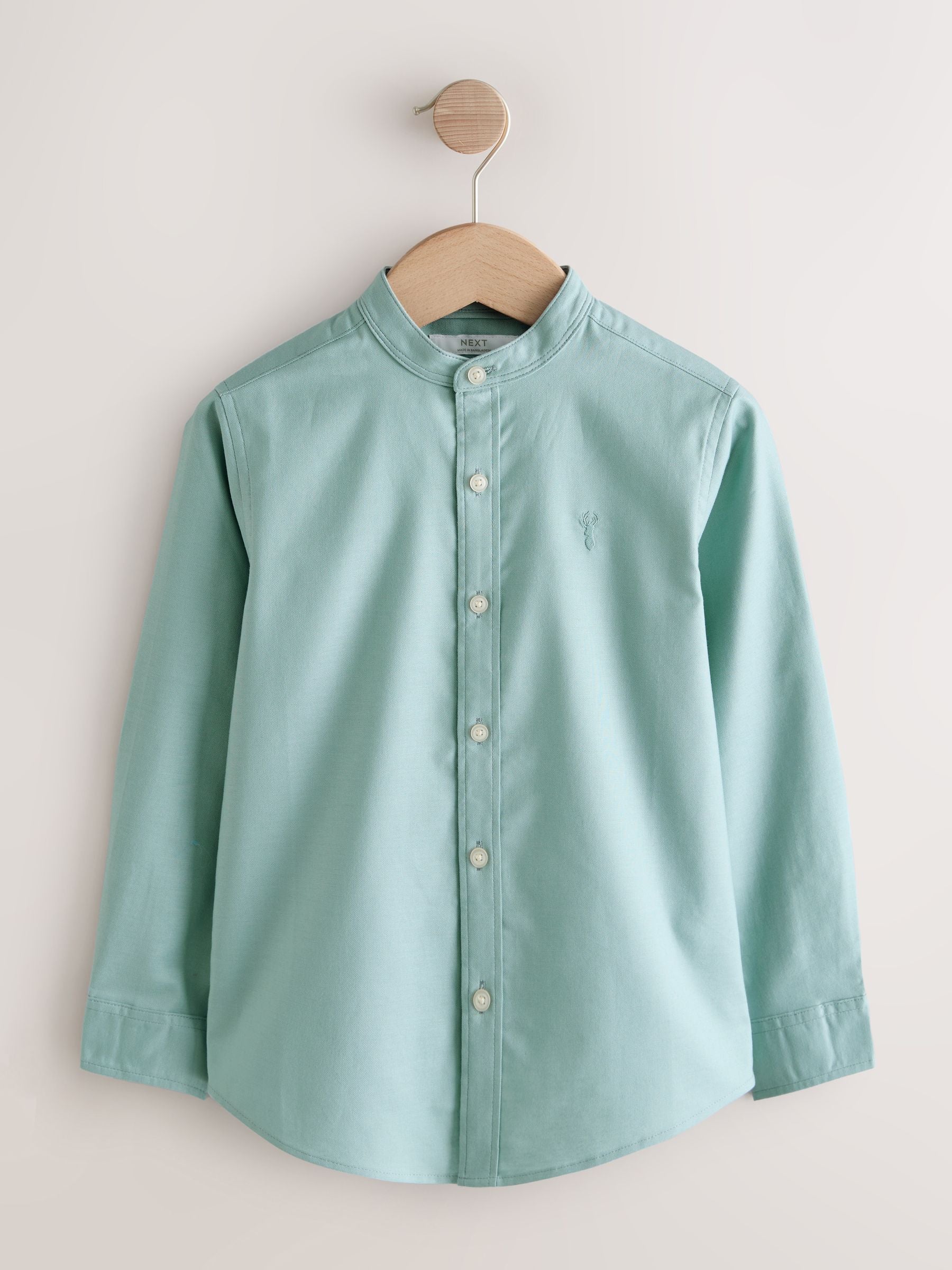 Dsiney Kidz - Mineral Green Long Sleeve Grandad Collar Oxford Shirt (3-16yrs) image 4