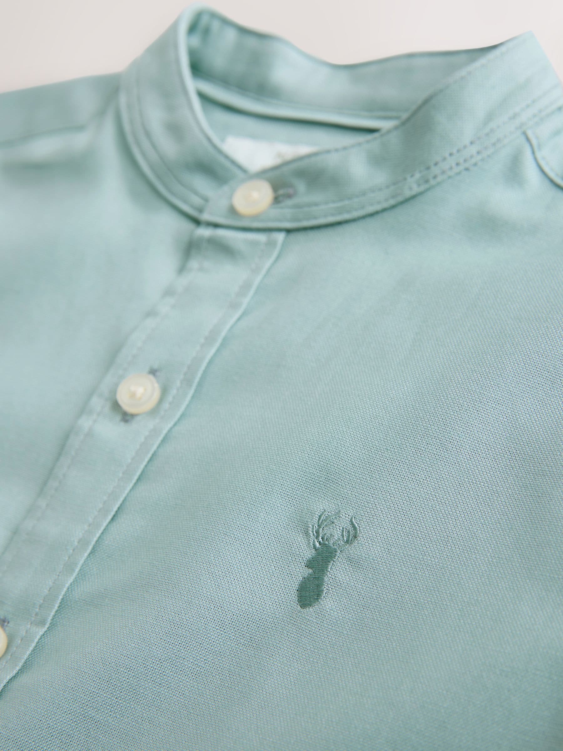 Dsiney Kidz - Mineral Green Long Sleeve Grandad Collar Oxford Shirt (3-16yrs) image 6