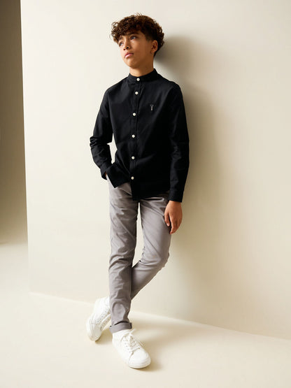 Dsiney Kidz - Black Long Sleeve Grandad Collar Oxford Shirt (3-16yrs) image 2