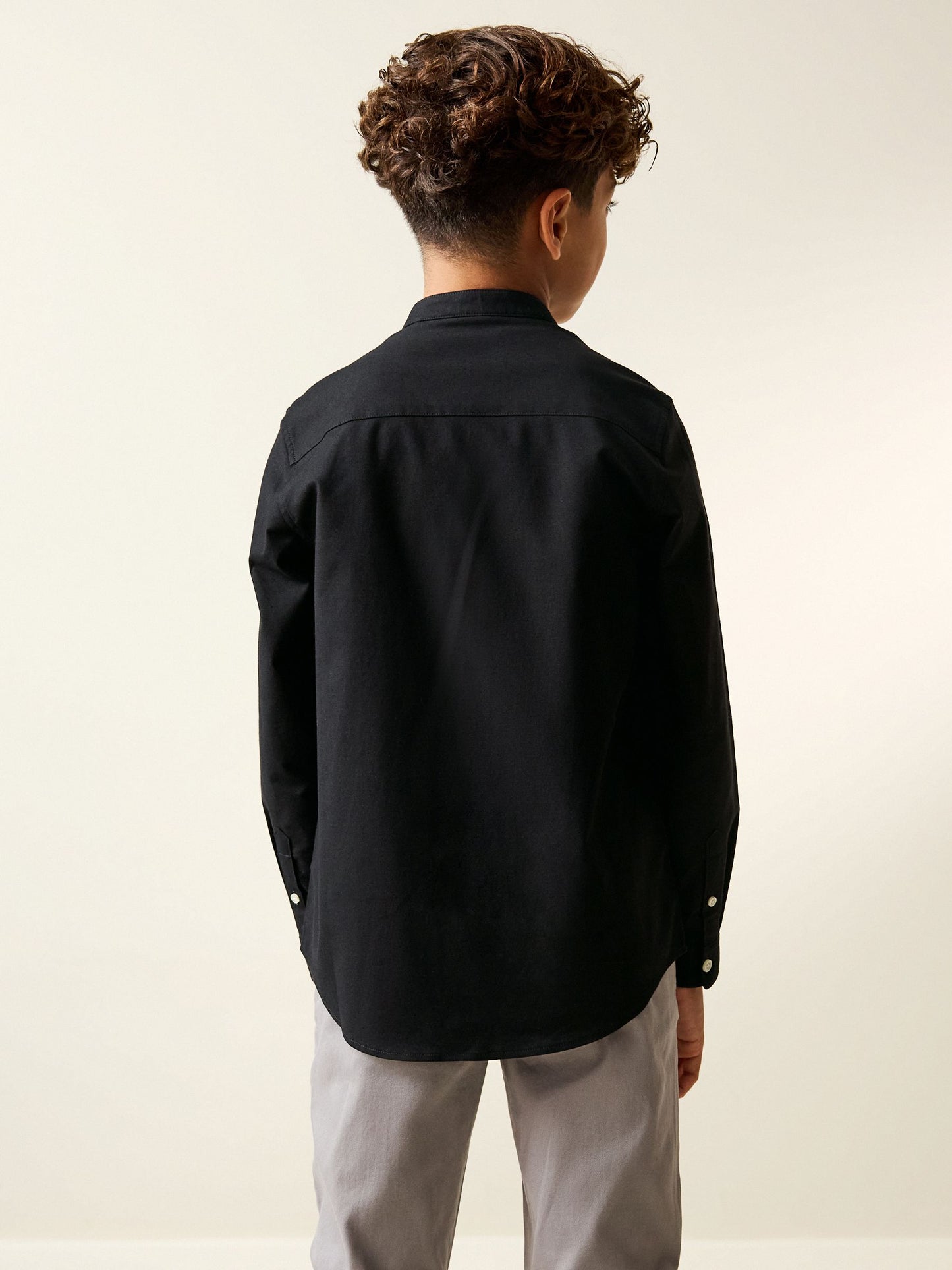 Dsiney Kidz - Black Long Sleeve Grandad Collar Oxford Shirt (3-16yrs) image 3