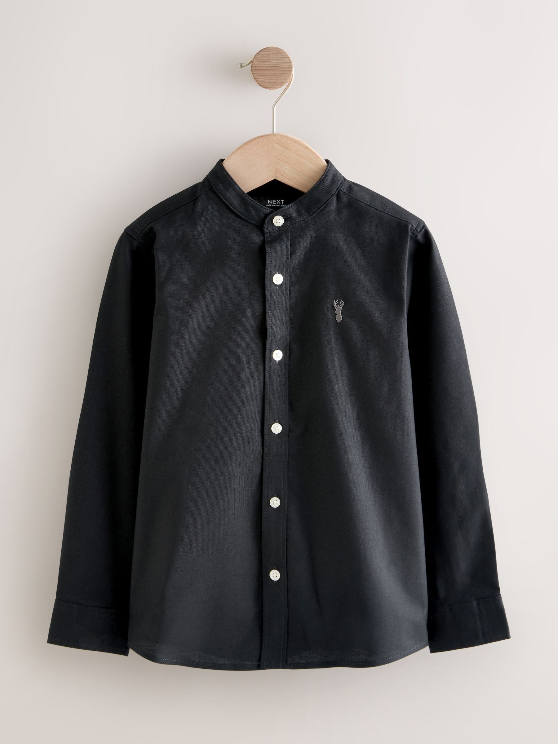 Dsiney Kidz - Black Long Sleeve Grandad Collar Oxford Shirt (3-16yrs) image 4