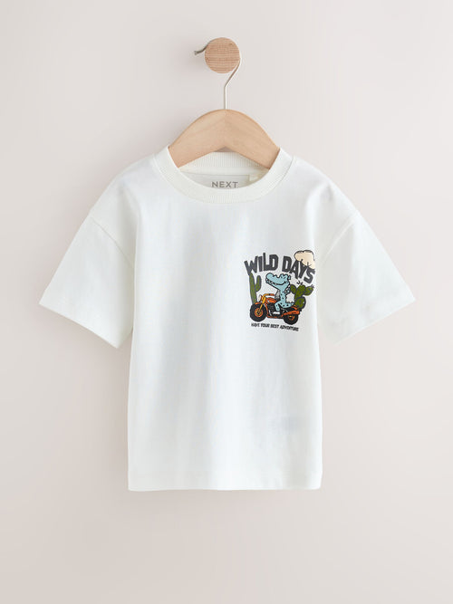 White Dinosaur Oversized Short Sleeve Back Print T-Shirt (3mths-7yrs) image 1