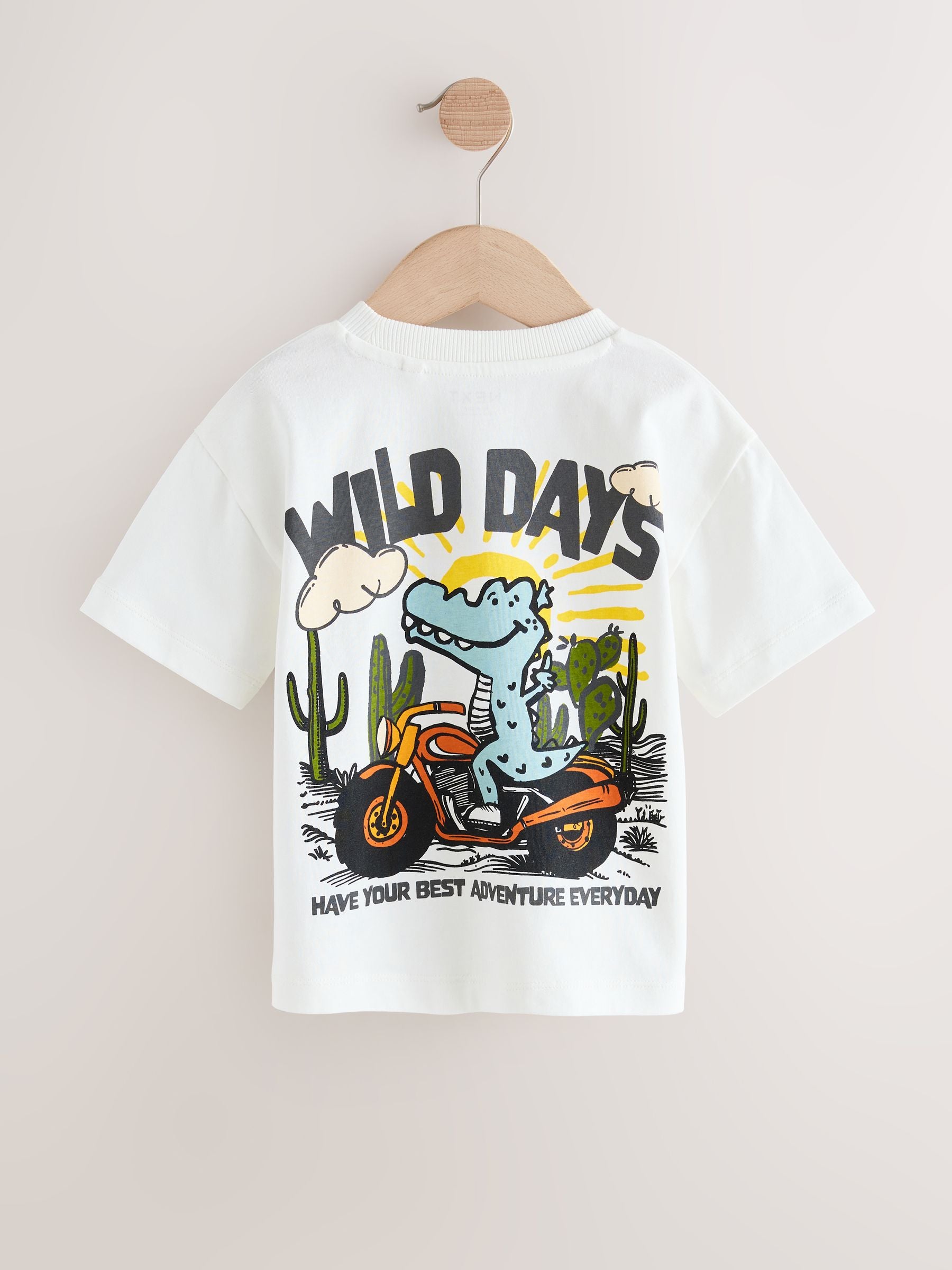 White Dinosaur Oversized Short Sleeve Back Print T-Shirt (3mths-7yrs) image 3
