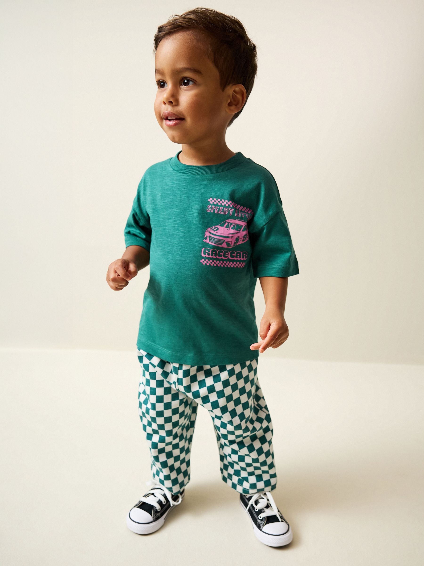Dsiney Kidz - Green/Pink Race Car Short Sleeve Back Print T-Shirt (3mths-7yrs) image 2