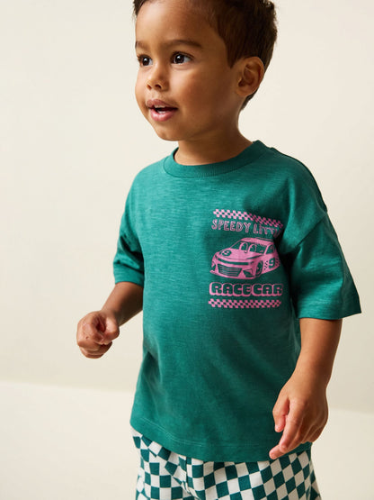 Dsiney Kidz - Green/Pink Race Car Short Sleeve Back Print T-Shirt (3mths-7yrs) image 3
