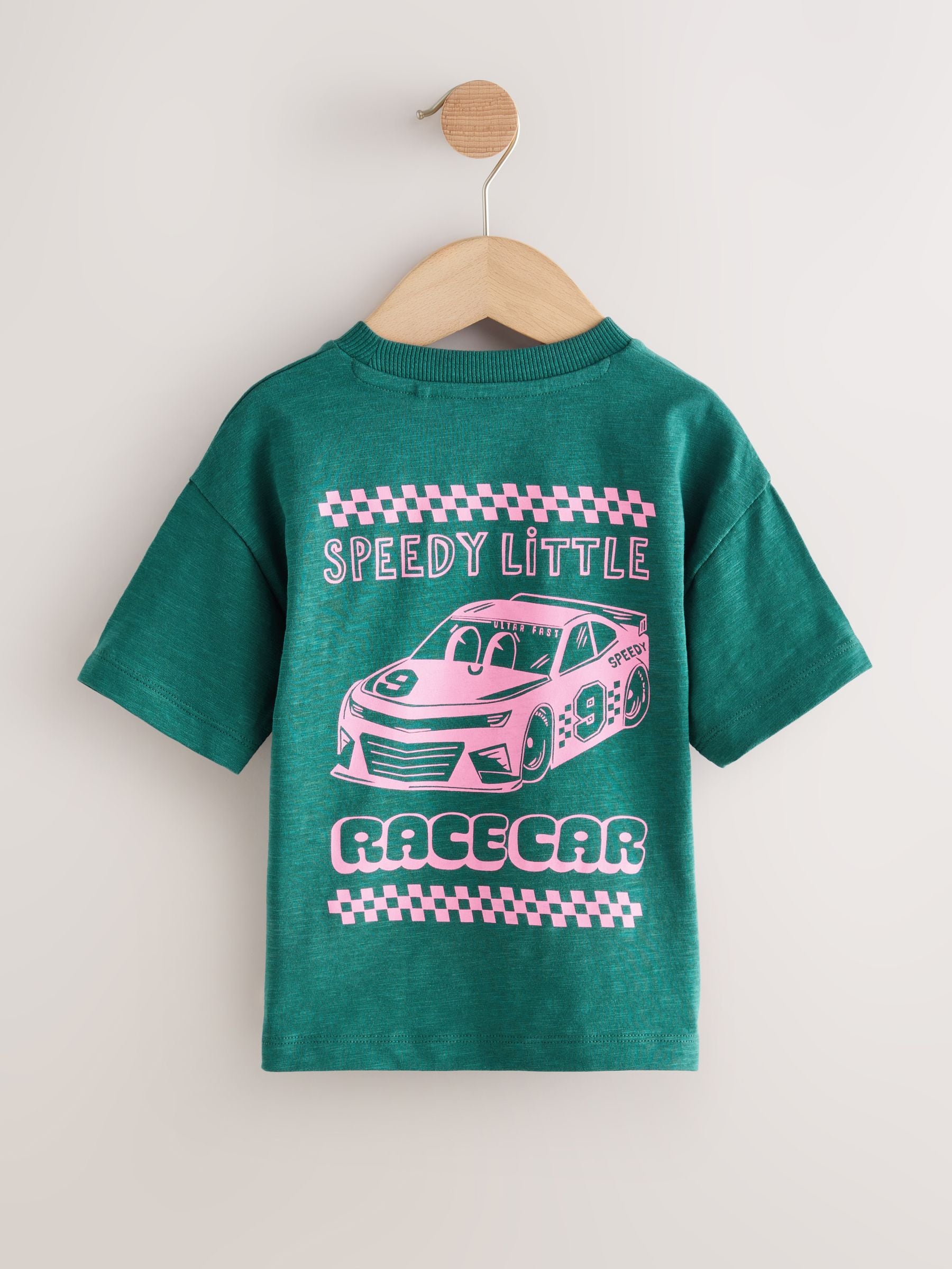 Green/Pink Race Car Short Sleeve Back Print T-Shirt (3mths-7yrs) image 6