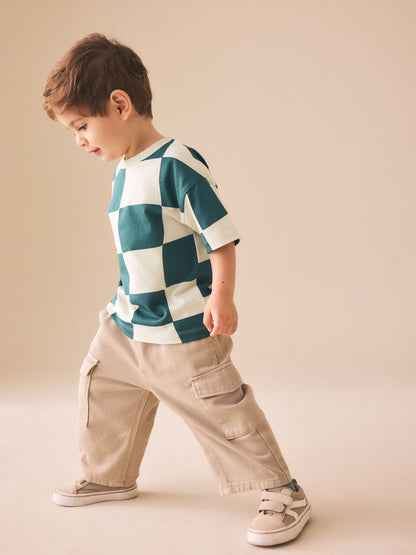 Dsiney Kidz - Green/White Wavy Checkerboard Short Sleeve All-Over Print T-Shirt (3 Month-7 Years) (3mths-7yrs) image 3