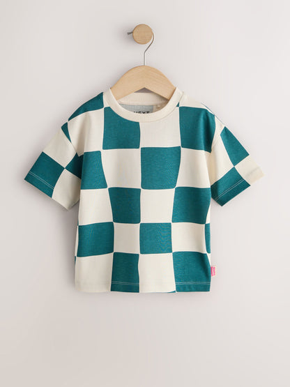 Green/White Wavy Checkerboard Short Sleeve All-Over Print T-Shirt (3 Month-7 Years) (3mths-7yrs) image 4