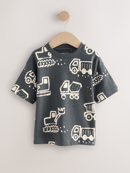 Black/White Digger Short Sleeve All-Over Print T-Shirt (3 Month-7 Years) (3mths-7yrs) image 1