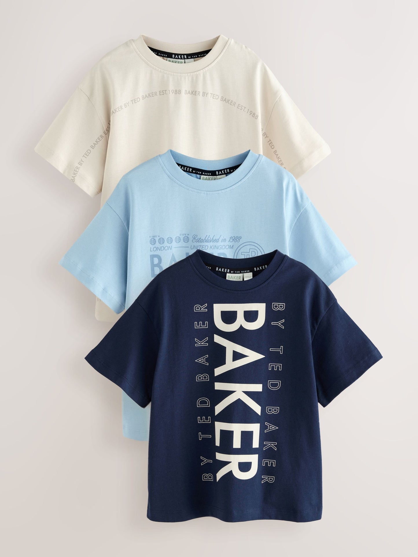 Dsiney Kidz - Baker by Ted Baker Navy/Blue/Stone Baker by Ted Baker 3 Pack T-Shirts image 1