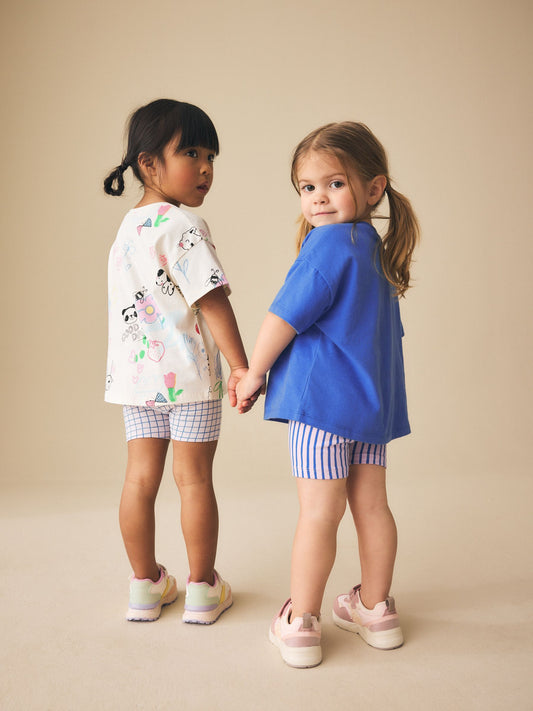 Dsiney Kidz - Blue/Cream Top & Cycle Shorts Set 2 Pack (3mths-7yrs) image 2