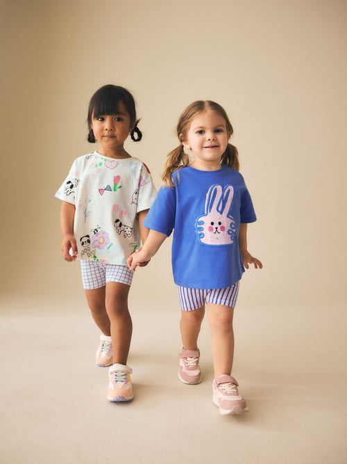 Dsiney Kidz - Blue/Cream Top & Cycle Shorts Set 2 Pack (3mths-7yrs) image 1