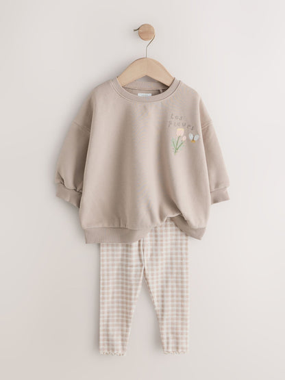 Neutral Sweatshirt & Leggings Set 2 Pack (3mths-7yrs) image 10
