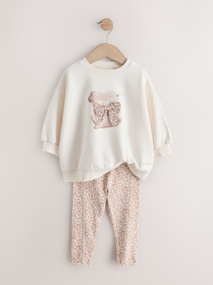 Neutral Sweatshirt & Leggings Set 2 Pack (3mths-7yrs) image 8