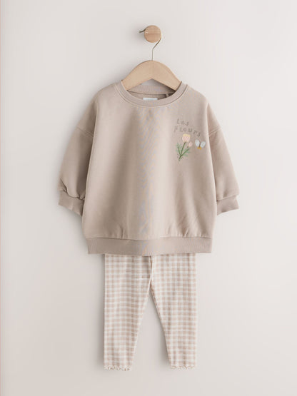 Neutral Sweatshirt & Leggings Set 2 Pack (3mths-7yrs) image 9