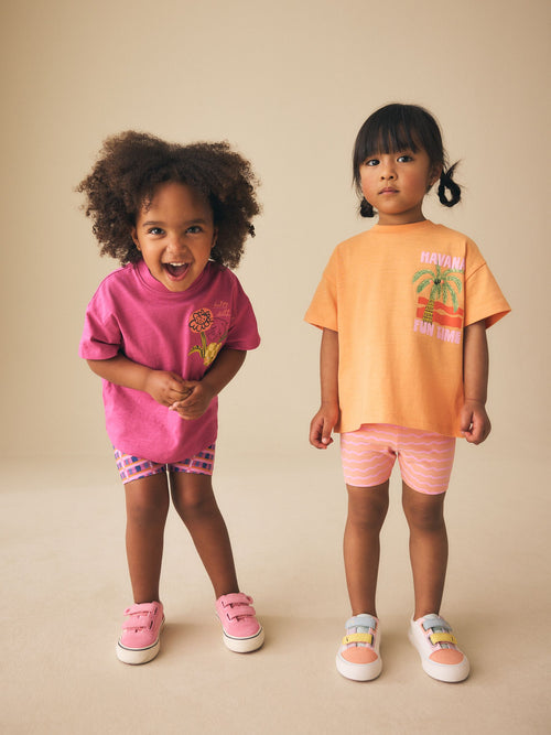 Dsiney Kidz - Pink/Orange Top & Cycle Shorts Set 2 Pack (3mths-7yrs) image 1