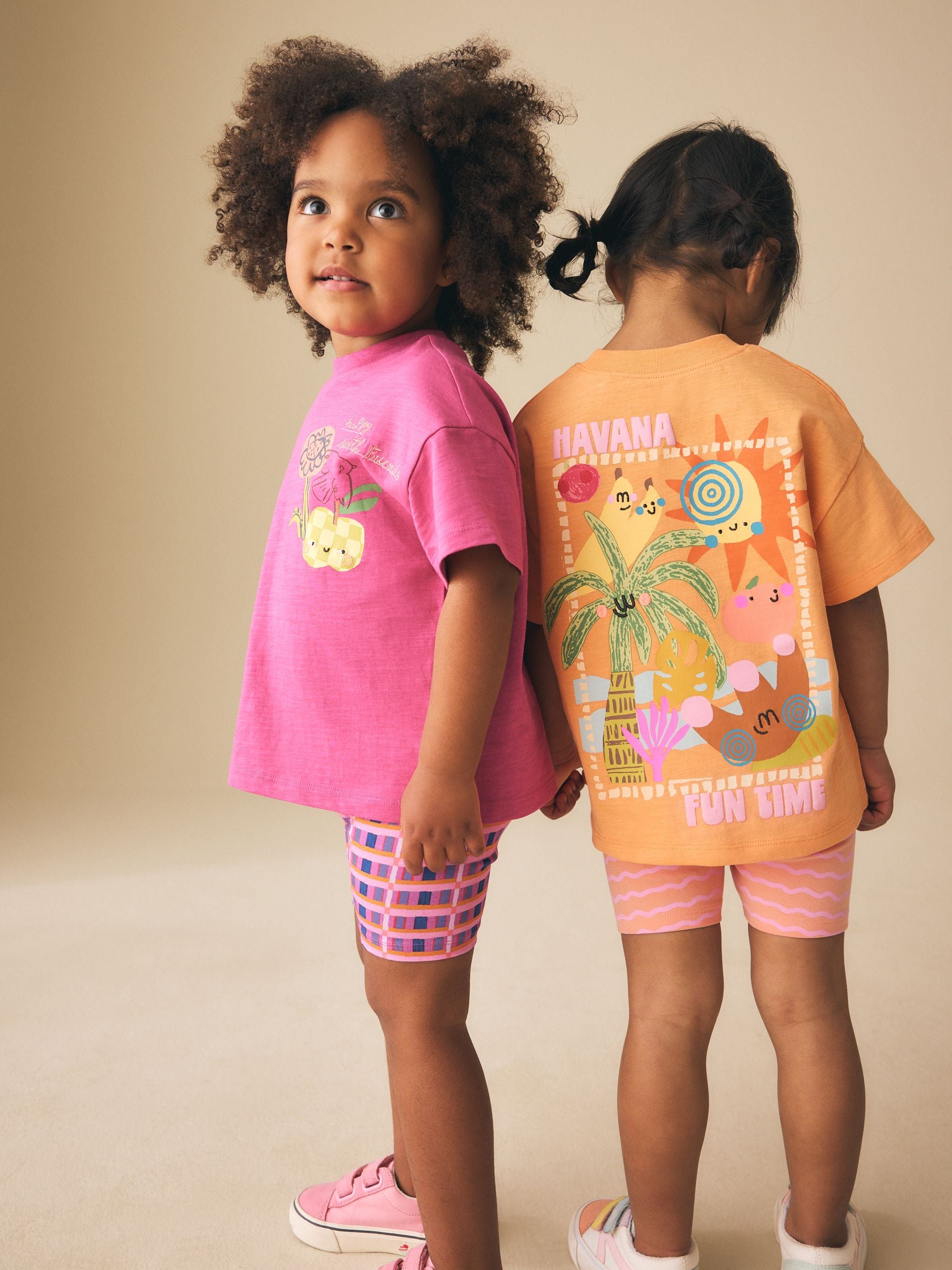 Pink/Orange Top & Cycle Shorts Set 2 Pack (3mths-7yrs) image 6