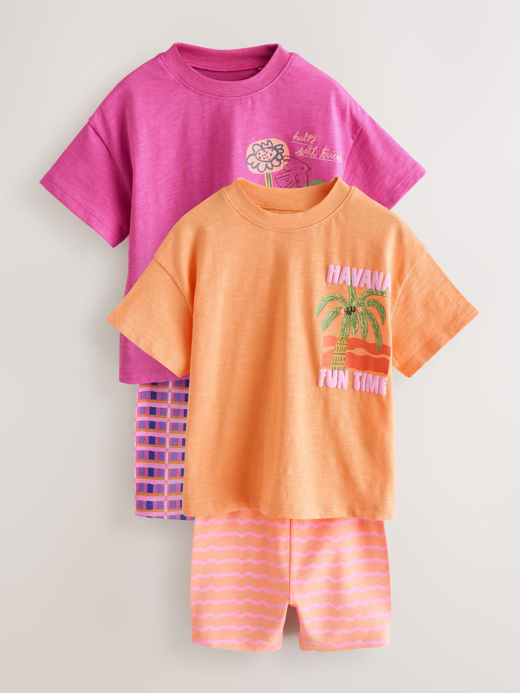 Pink/Orange Top & Cycle Shorts Set 2 Pack (3mths-7yrs) image 8