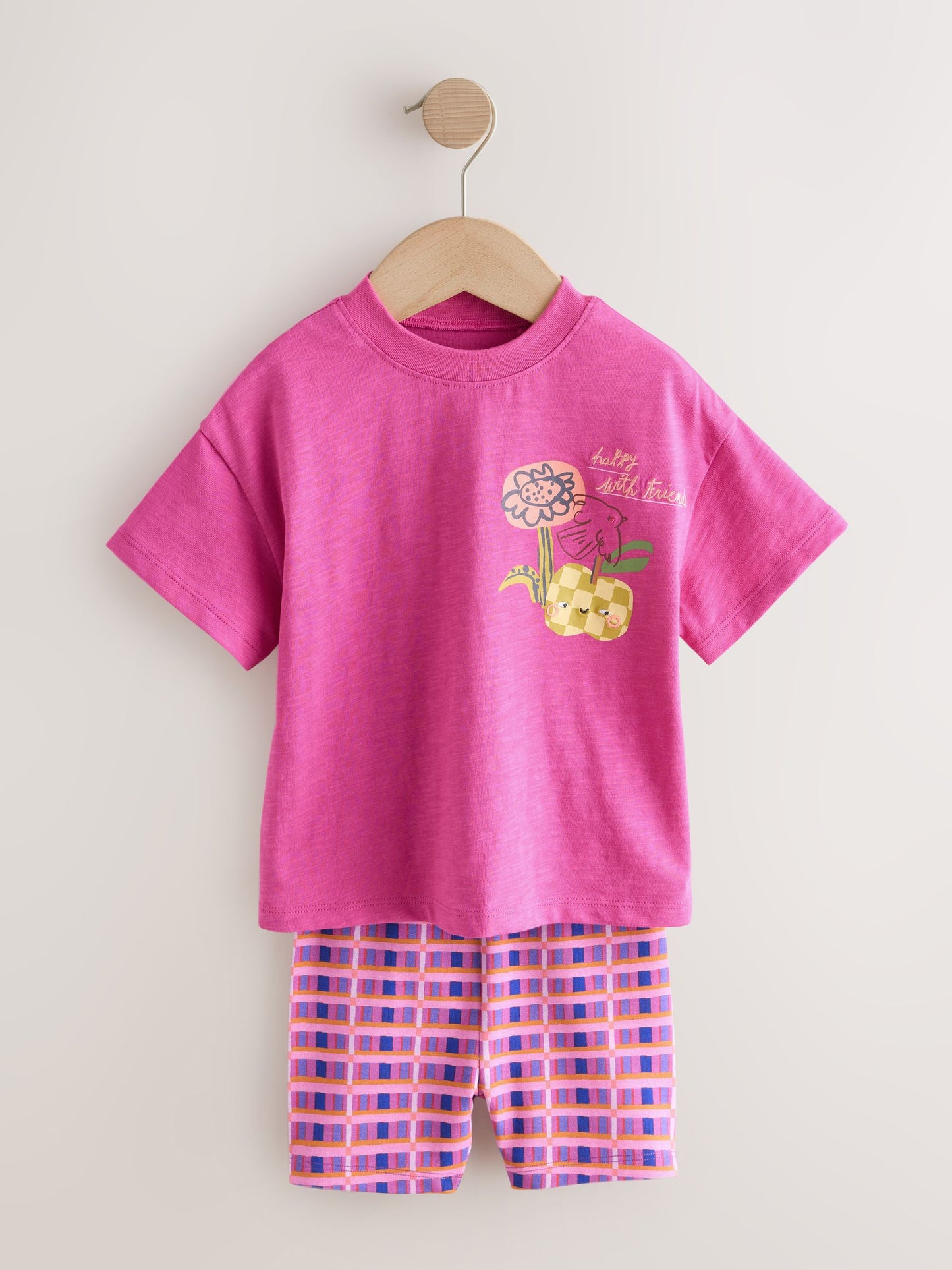 Pink/Orange Top & Cycle Shorts Set 2 Pack (3mths-7yrs) image 9