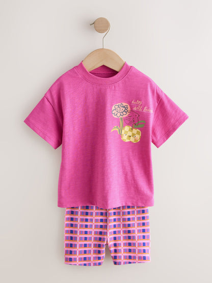 Pink/Orange Top & Cycle Shorts Set 2 Pack (3mths-7yrs) image 9