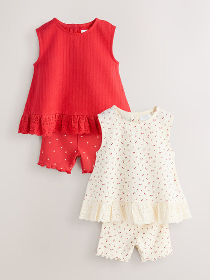 Red & White Vest and Shorts Set 2 Pack (3mths-7yrs) image 6
