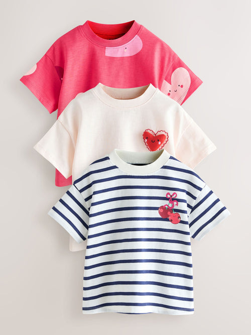 Red Hearts T-Shirts 3 Pack (3mths-7yrs) image 1