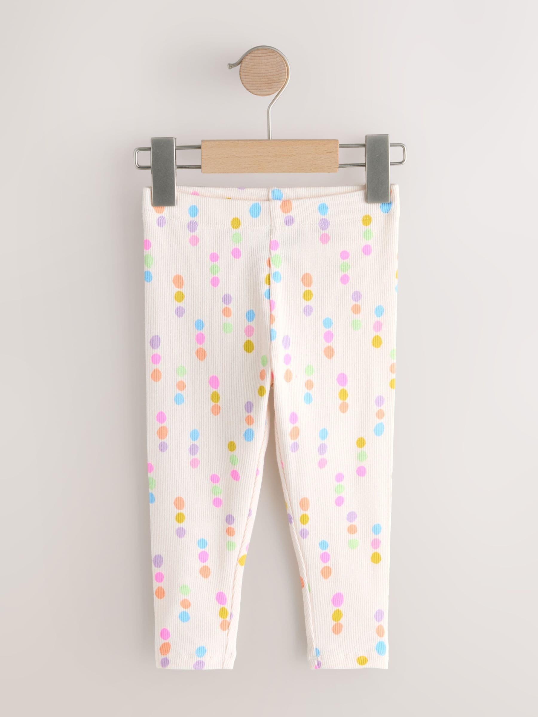 Pastel Rainbow Ribbed Leggings 5 Pack (3mths-7yrs) image 2