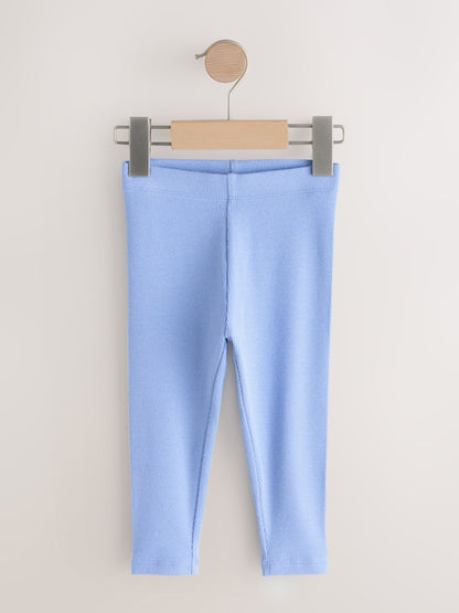 Pastel Rainbow Ribbed Leggings 5 Pack (3mths-7yrs) image 4