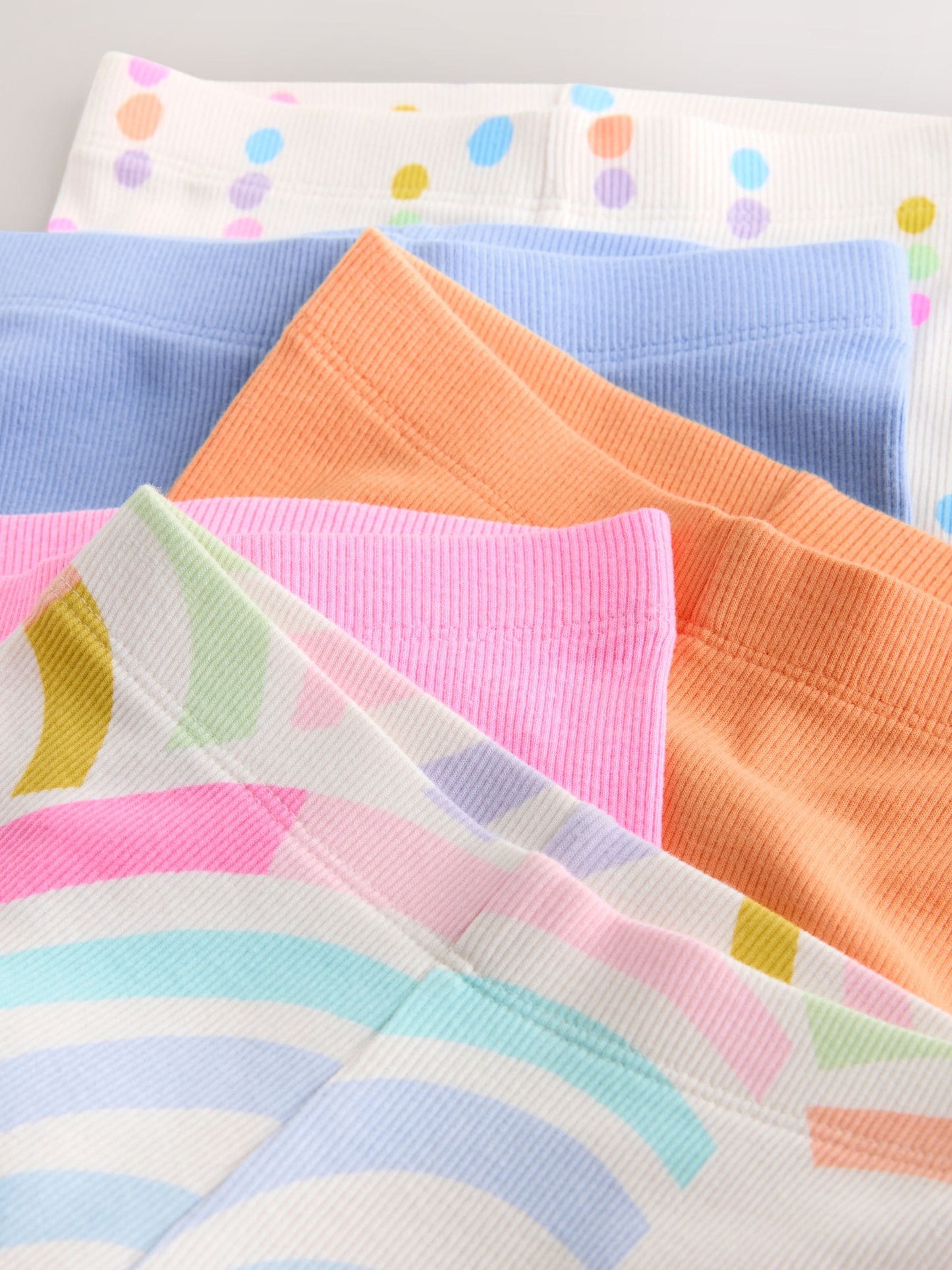 Pastel Rainbow Ribbed Leggings 5 Pack (3mths-7yrs) image 8