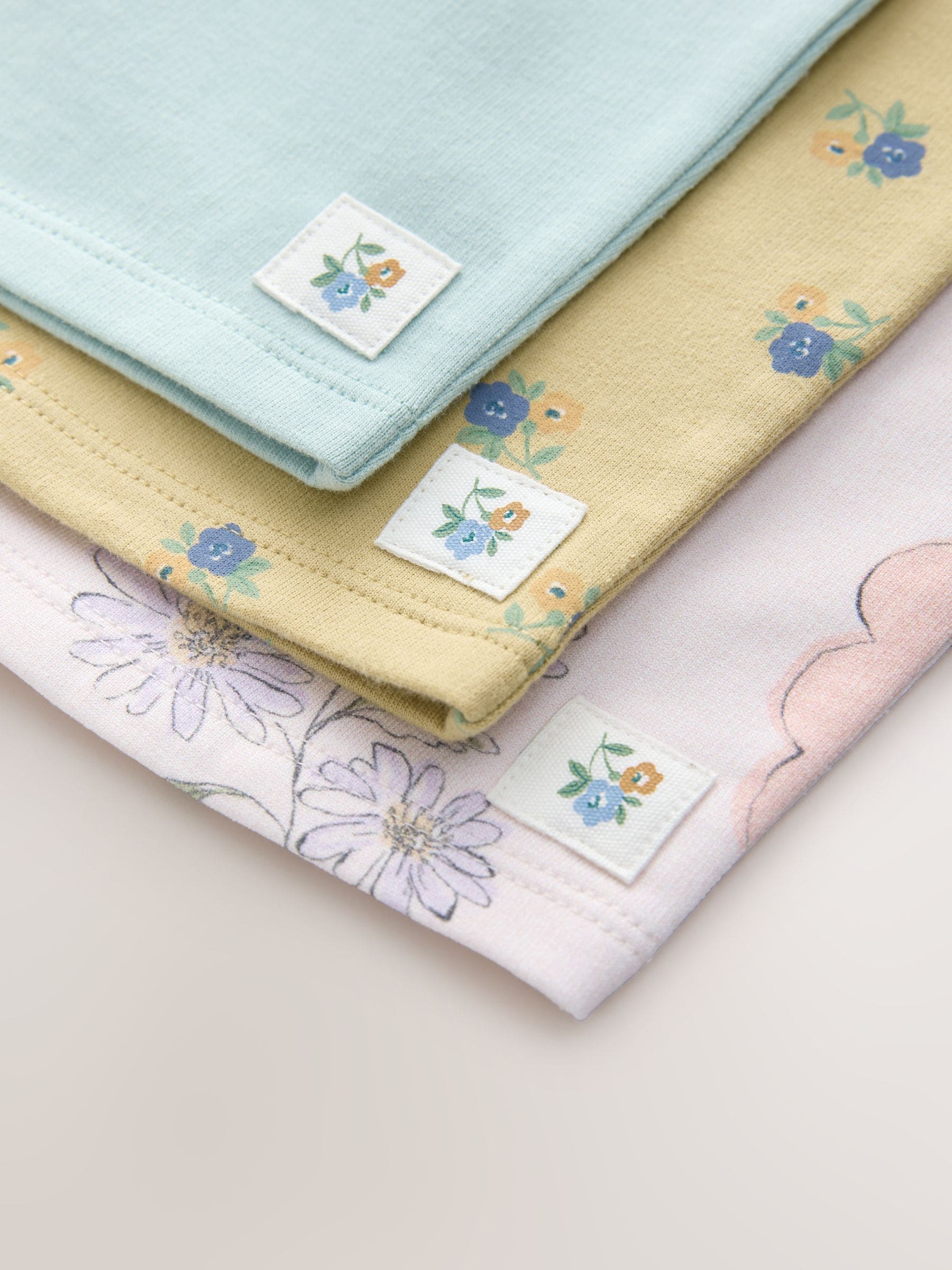 Blue/Cream Floral Barrel Trousers 3 Pack (3mths-7yrs) image 7