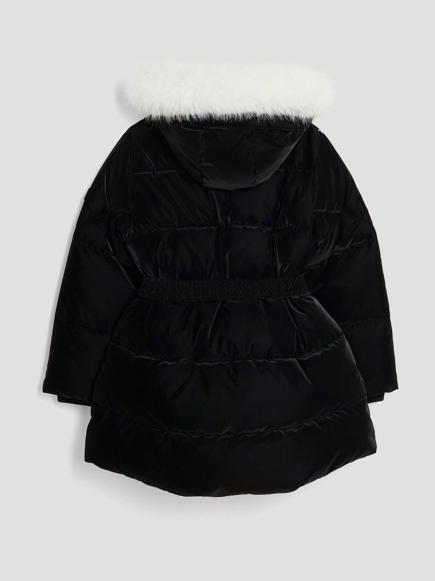River Island Black Velour Belted Glam Puffer Coat