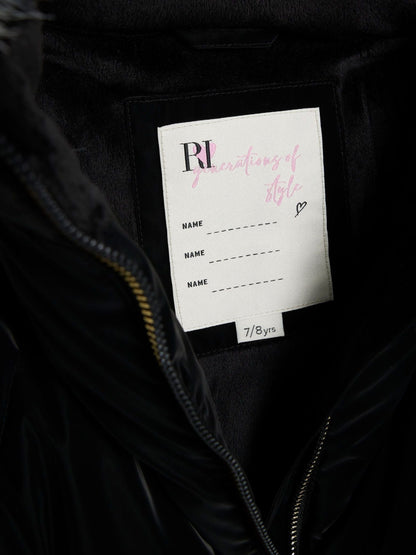 River Island Black Velour Belted Glam Puffer Coat