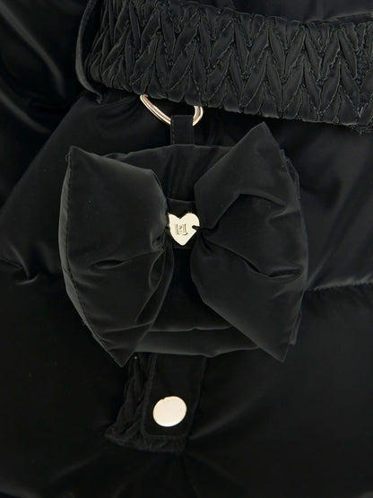 River Island Black Velour Belted Glam Puffer Coat