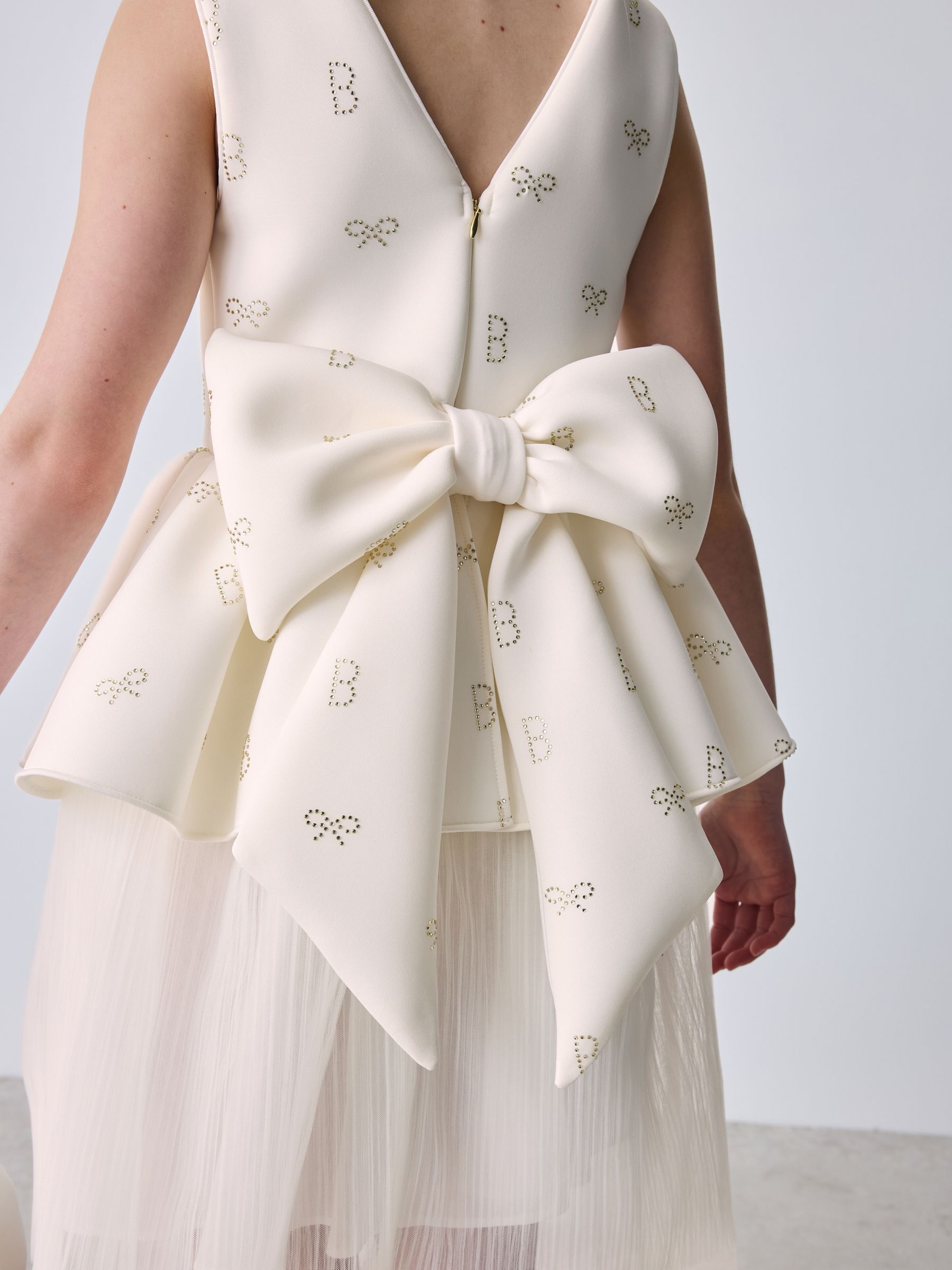 Baker by Ted Baker Cream Hotfix Scuba Mesh Double Skirted Dress image 4