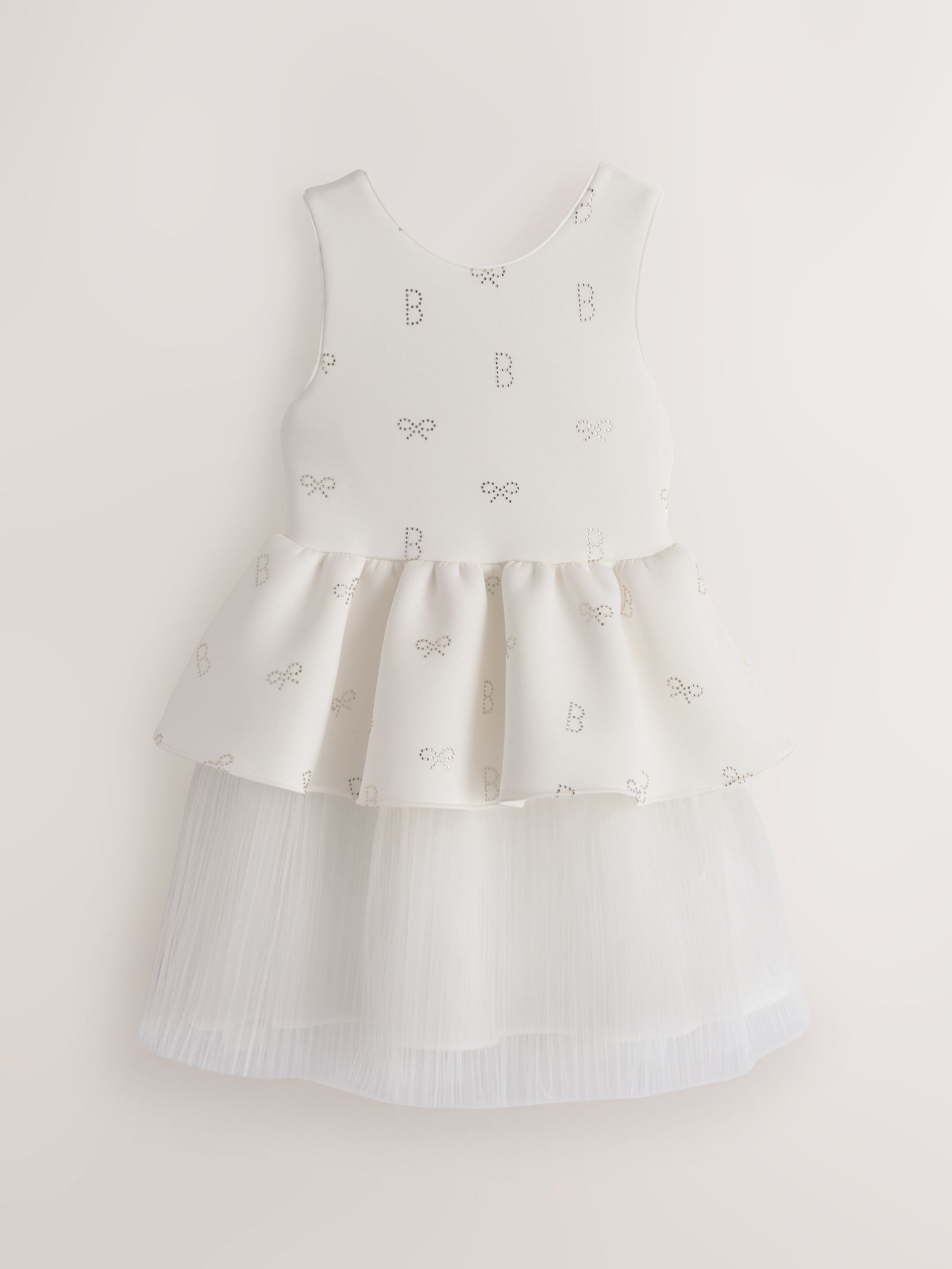 Baker by Ted Baker Cream Hotfix Scuba Mesh Double Skirted Dress image 5