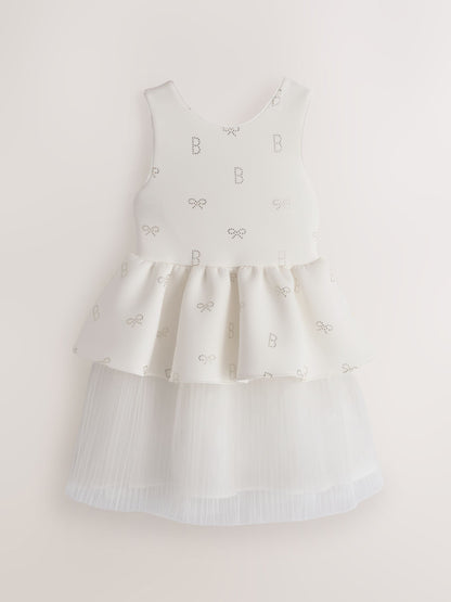 Baker by Ted Baker Cream Hotfix Scuba Mesh Double Skirted Dress image 5