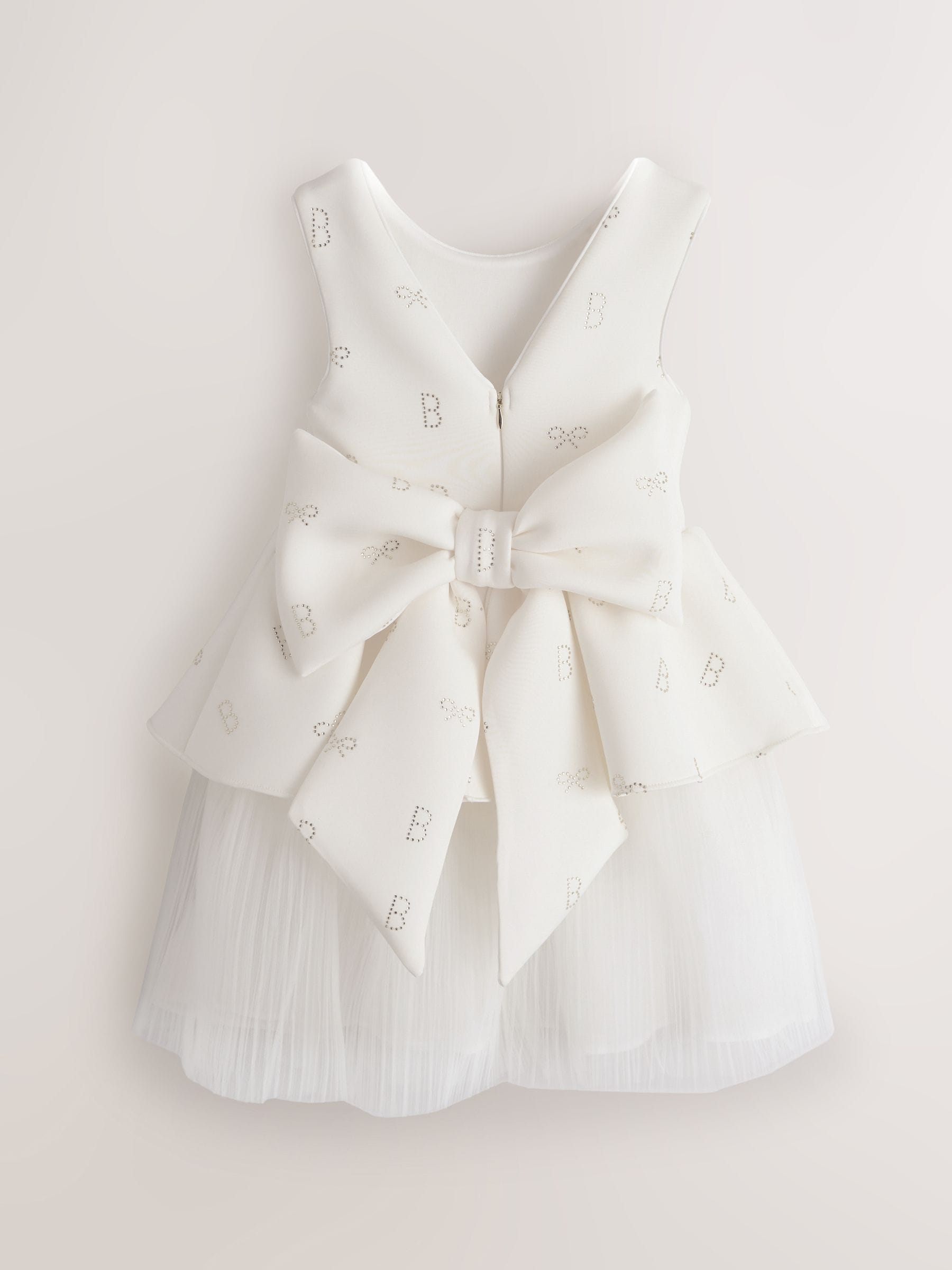 Baker by Ted Baker Cream Hotfix Scuba Mesh Double Skirted Dress image 6