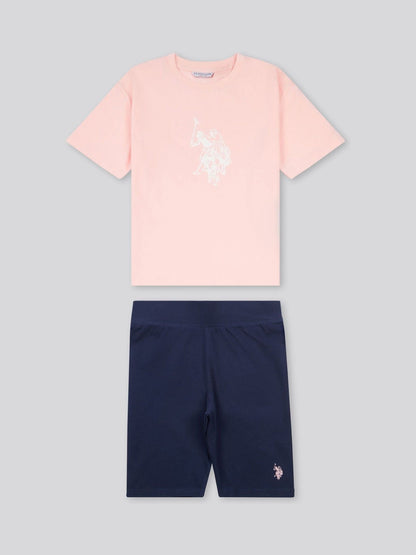 Dsiney Kidz - U.S. Polo Assn Pink Print T-Shirt & Jersey Shorts Set image 1